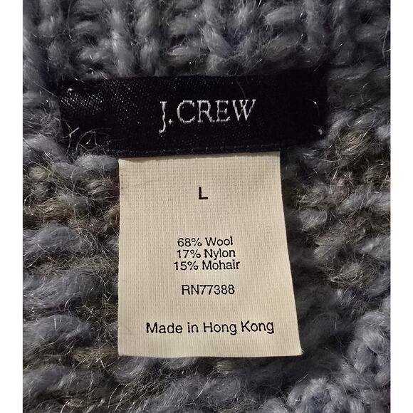 WOMENS J.CREW WOOL BLEND FAIR ISLE NORDIC SWEATER PULLOVER Blue/Ivory/Gray Large - Picture 8 of 9